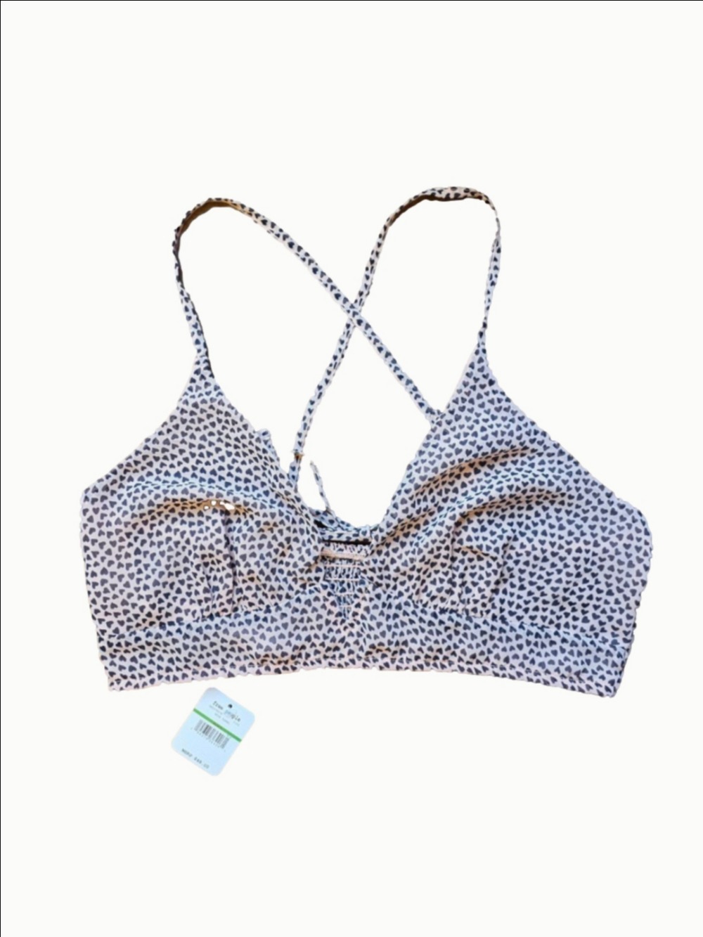 Women's Free People Nude Black Heart Print Bralette L